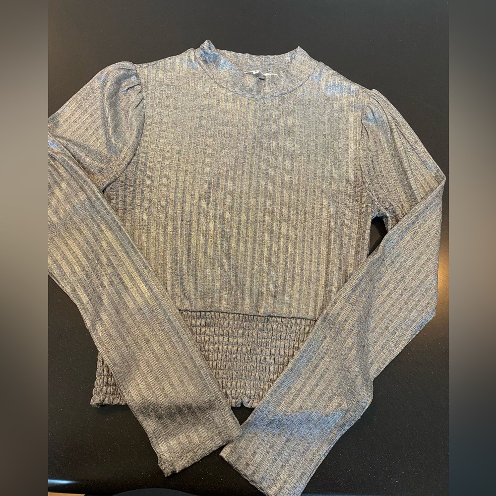 Silver Tularosa Colette Long Sleeve Mock Neck Top Size Small
